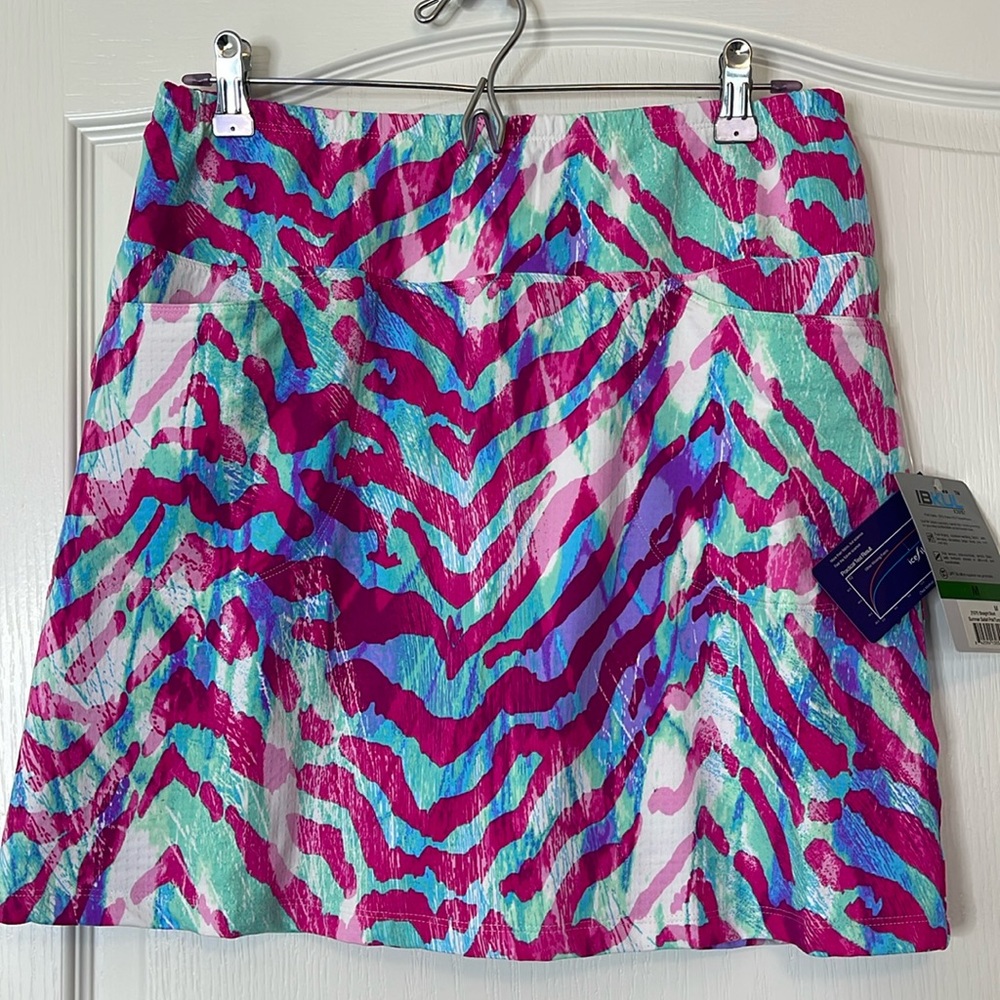 IBKUL Straight Skort Summer Safari Pink Turquoise Medium